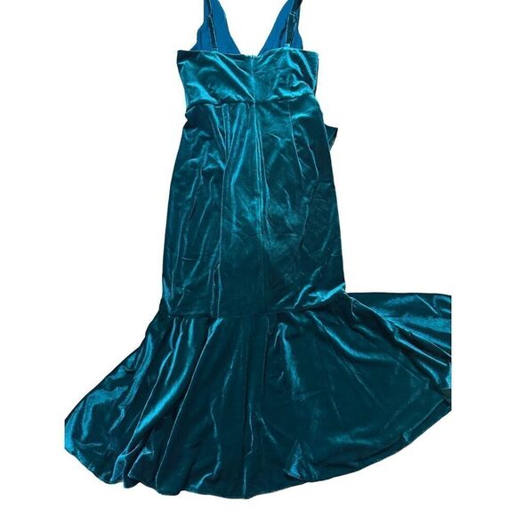 Yumi Kim Emerald green Mermaid Form Fitting Formal Velour Dress Size S - Picture 5 of 7